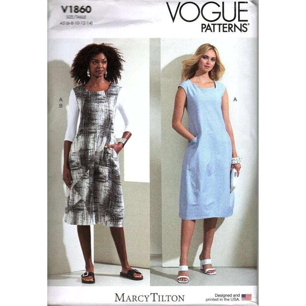Vogue V1860 Misses 6 to 14 Marcy Tilton Dress and Top Uncut Sewing Pattern New